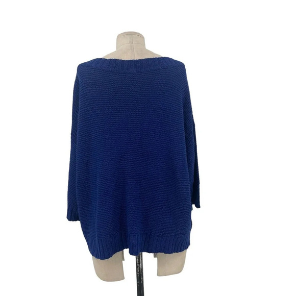 Eileen‎ Fisher Ribbed Knit Linen Blend Sweater Blue Size Medium - Picture 6 of 9